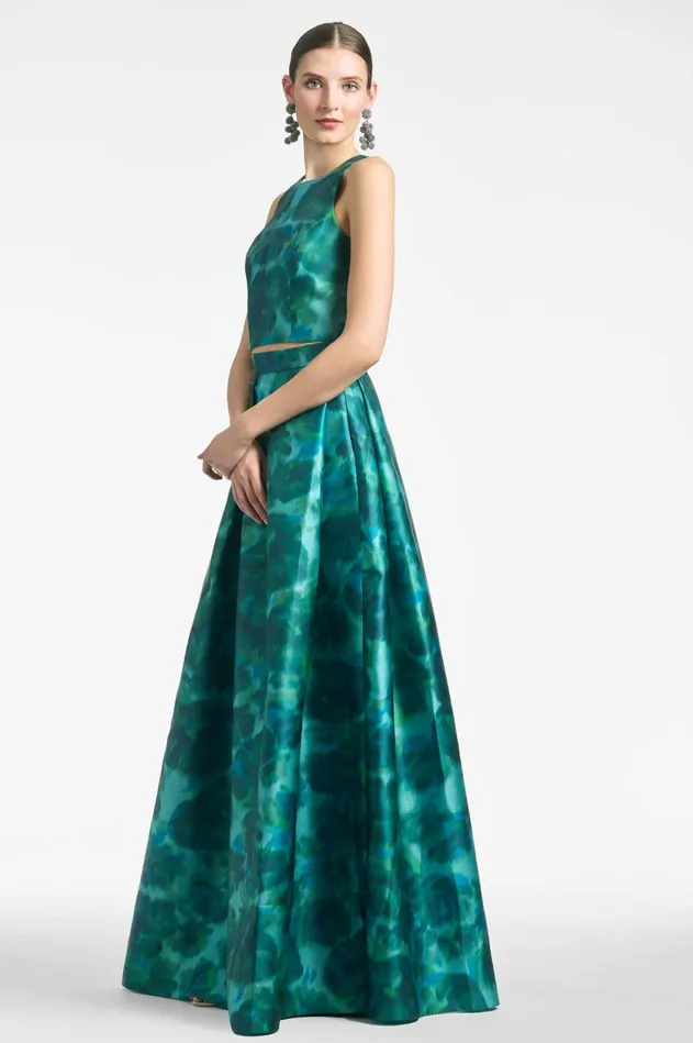 Ava Skirt 8211 Emerald Watercolor Floral Women Sachin and Babi Matching Sets
