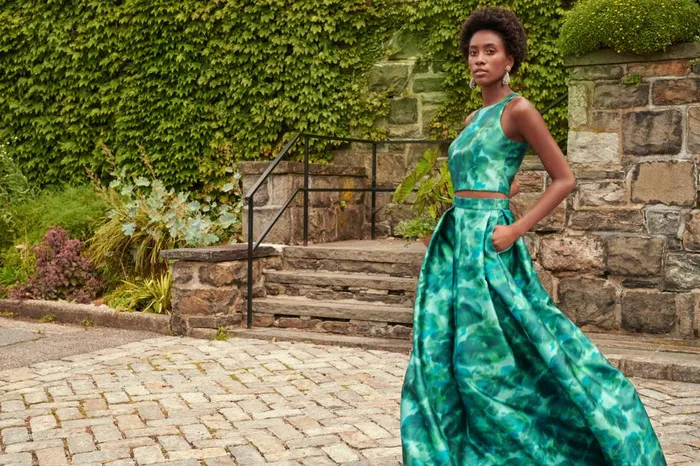 Ava Skirt 8211 Emerald Watercolor Floral Women Sachin and Babi Matching Sets