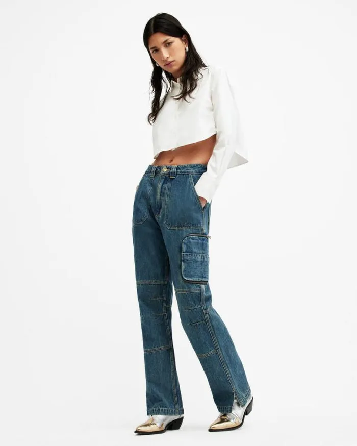 Averie Cropped Relaxed Fit Shirt White Women AllSaints Tops and Shirts