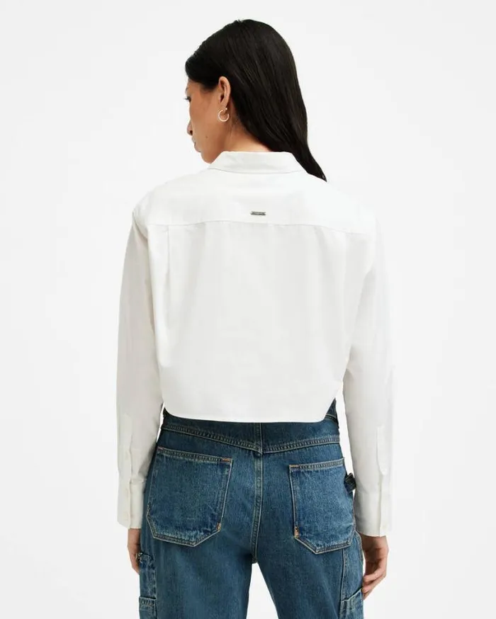 Averie Cropped Relaxed Fit Shirt White Women AllSaints Tops and Shirts