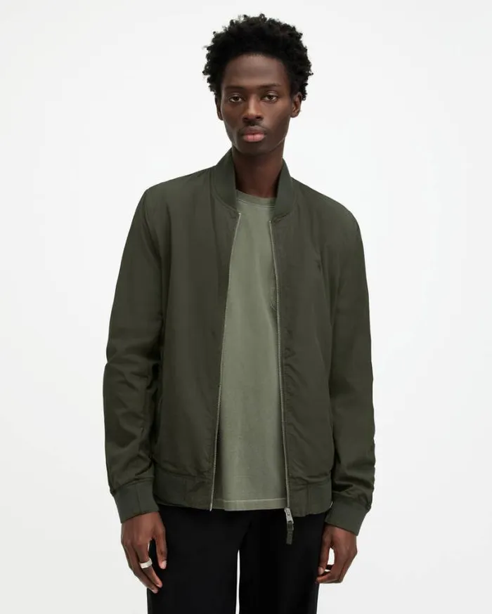 Bassett Ramskull Bomber Jacket Dull Khaki Men AllSaints Jackets and Coats