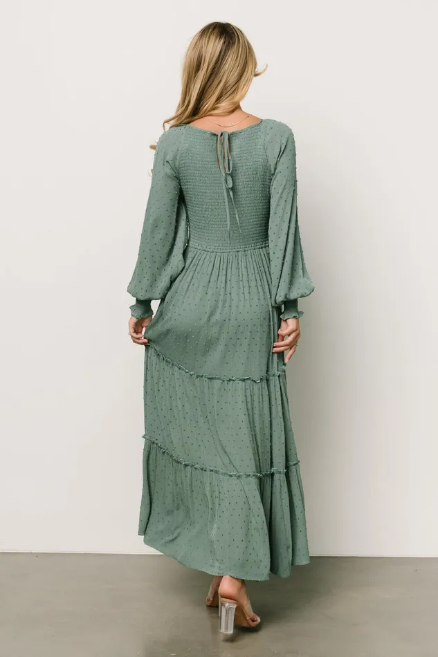Bayley Smocked Dotted Maxi Dress Dark Eucalyptus Women Baltic Born Bump Friendly Bayley Smocked Dotted Maxi Dress Dark Eucalyptus Women Baltic Born Bump Friendly