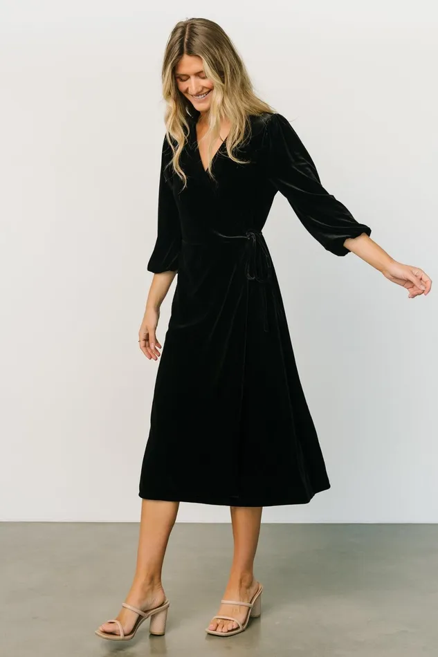 Beckinsale Velvet Wrap Dress Black Women Baltic Born Mother Of The Bride Beckinsale Velvet Wrap Dress Black Women Baltic Born Mother Of The Bride