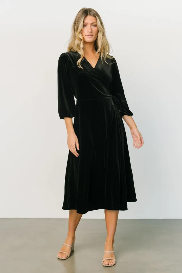 Beckinsale Velvet Wrap Dress Black Women Baltic Born Mother Of The Bride Beckinsale Velvet Wrap Dress Black Women Baltic Born Mother Of The Bride