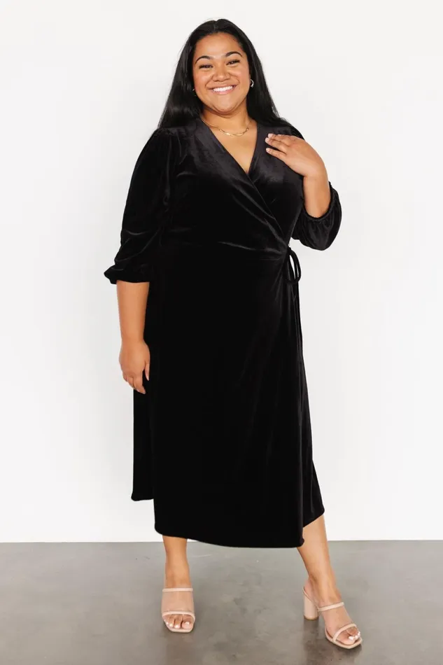 Beckinsale Velvet Wrap Dress Black Women Baltic Born Mother Of The Bride Beckinsale Velvet Wrap Dress Black Women Baltic Born Mother Of The Bride