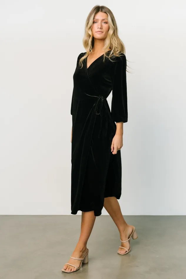 Beckinsale Velvet Wrap Dress Black Women Baltic Born Mother Of The Bride Beckinsale Velvet Wrap Dress Black Women Baltic Born Mother Of The Bride