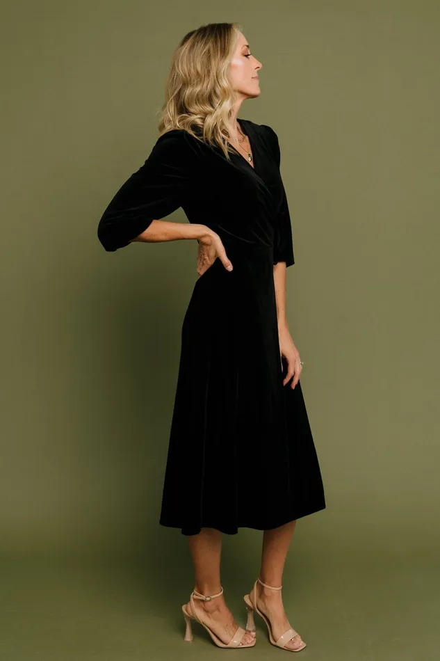 Beckinsale Velvet Wrap Dress Black Women Baltic Born Mother Of The Bride Beckinsale Velvet Wrap Dress Black Women Baltic Born Mother Of The Bride