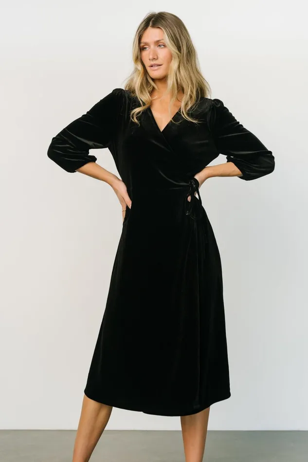 Beckinsale Velvet Wrap Dress Black Women Baltic Born Mother Of The Bride Beckinsale Velvet Wrap Dress Black Women Baltic Born Mother Of The Bride