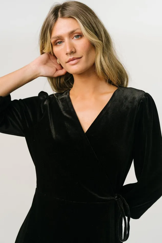 Beckinsale Velvet Wrap Dress Black Women Baltic Born Mother Of The Bride Beckinsale Velvet Wrap Dress Black Women Baltic Born Mother Of The Bride