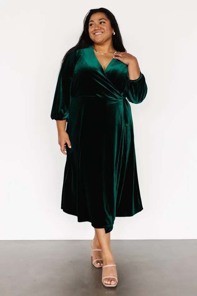 Beckinsale Velvet Wrap Dress Dark Green Women Baltic Born Midi Dresses Beckinsale Velvet Wrap Dress Dark Green Women Baltic Born Midi Dresses