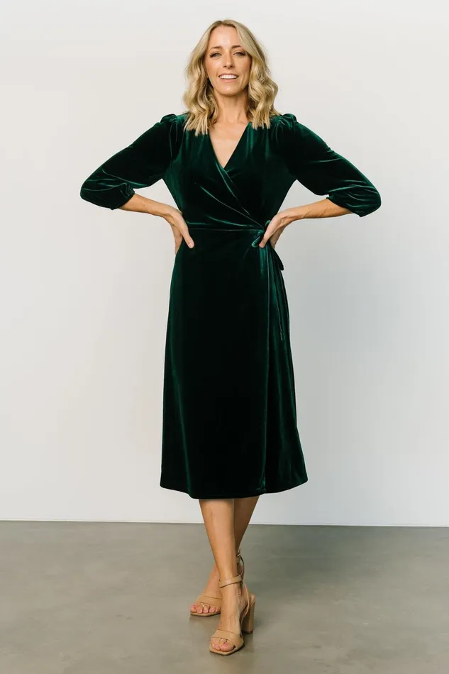 Beckinsale Velvet Wrap Dress Dark Green Women Baltic Born Midi Dresses Beckinsale Velvet Wrap Dress Dark Green Women Baltic Born Midi Dresses