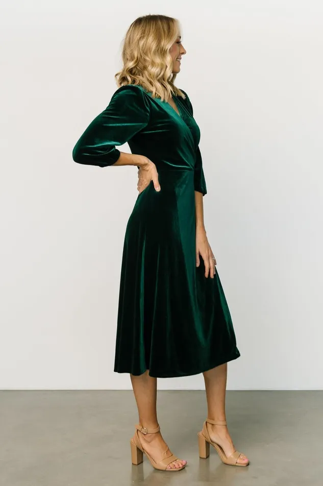 Beckinsale Velvet Wrap Dress Dark Green Women Baltic Born Midi Dresses Beckinsale Velvet Wrap Dress Dark Green Women Baltic Born Midi Dresses