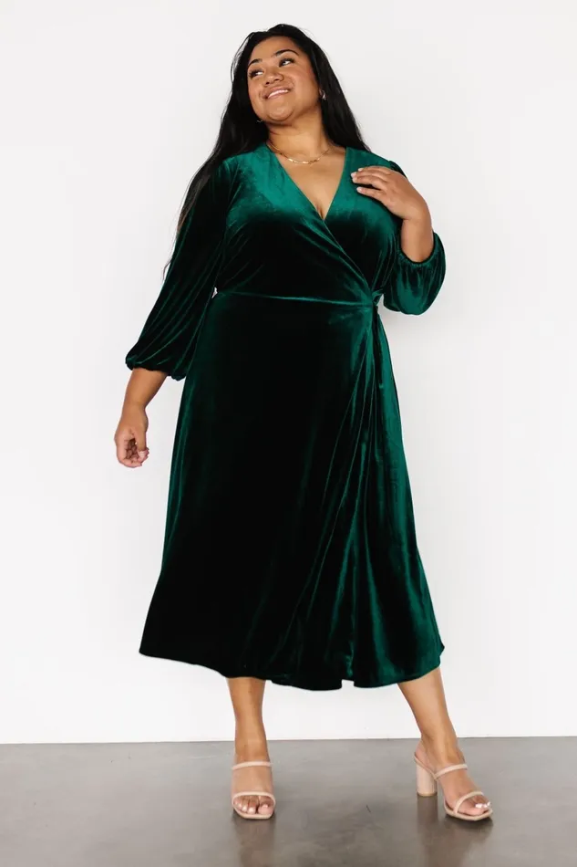 Beckinsale Velvet Wrap Dress Dark Green Women Baltic Born Midi Dresses Beckinsale Velvet Wrap Dress Dark Green Women Baltic Born Midi Dresses