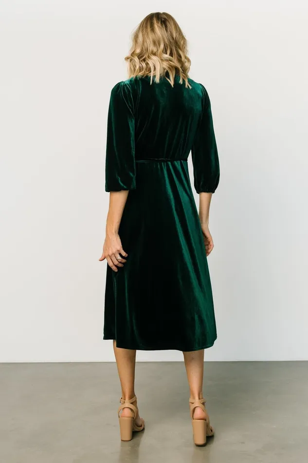 Beckinsale Velvet Wrap Dress Dark Green Women Baltic Born Midi Dresses Beckinsale Velvet Wrap Dress Dark Green Women Baltic Born Midi Dresses