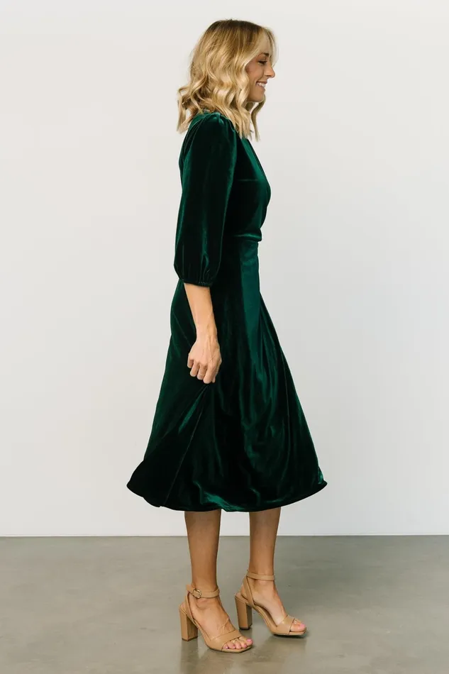 Beckinsale Velvet Wrap Dress Dark Green Women Baltic Born Midi Dresses Beckinsale Velvet Wrap Dress Dark Green Women Baltic Born Midi Dresses