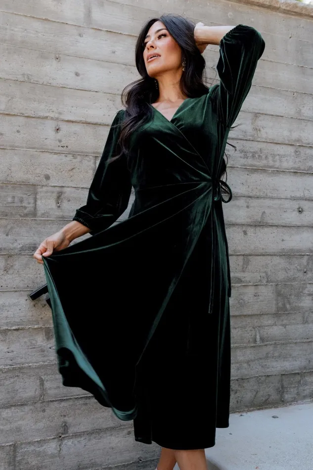 Beckinsale Velvet Wrap Dress Dark Green Women Baltic Born Midi Dresses Beckinsale Velvet Wrap Dress Dark Green Women Baltic Born Midi Dresses