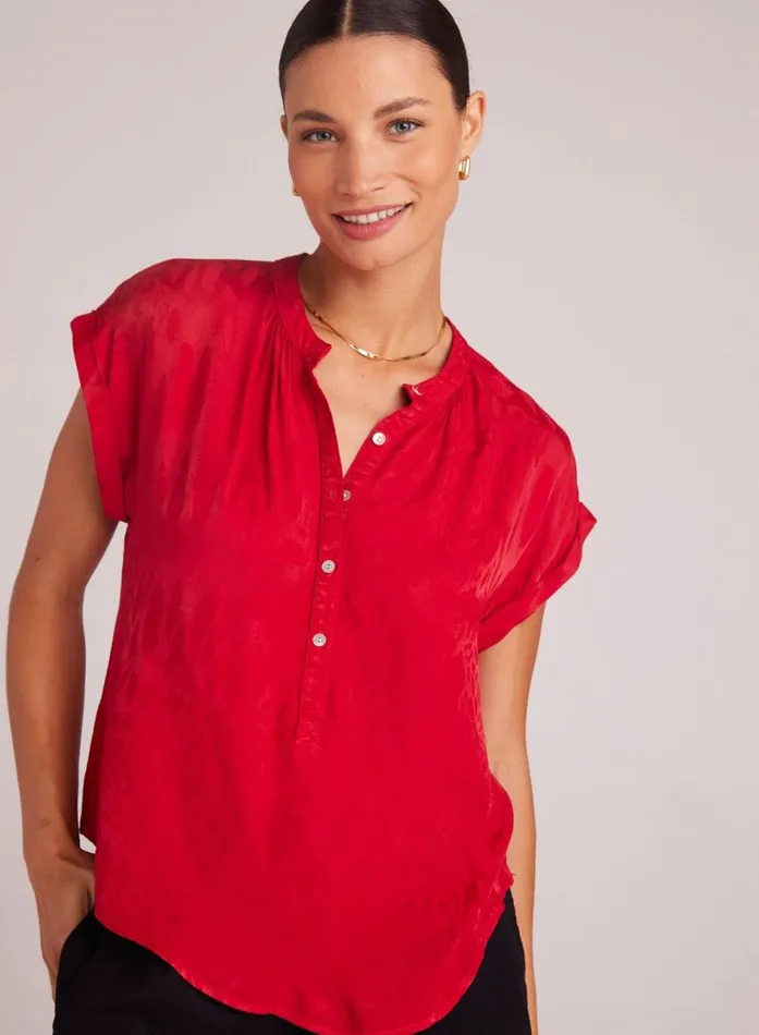 Bella Dahl Cap Sleeve Henley 8211 Summer Rouge Women Short Sleeve