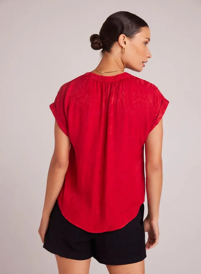 Bella Dahl Cap Sleeve Henley 8211 Summer Rouge Women Short Sleeve