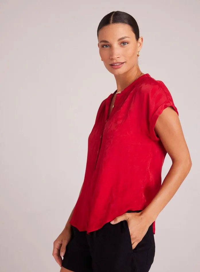 Bella Dahl Cap Sleeve Henley 8211 Summer Rouge Women Short Sleeve