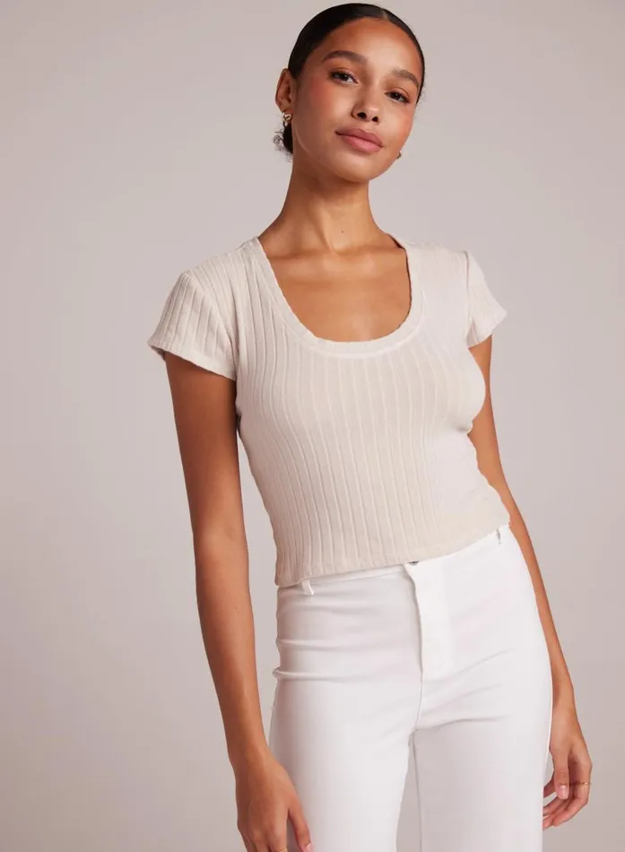 Bella Dahl Cropped Scoop Neck Tee 8211 Khaki Stone Women TShirts