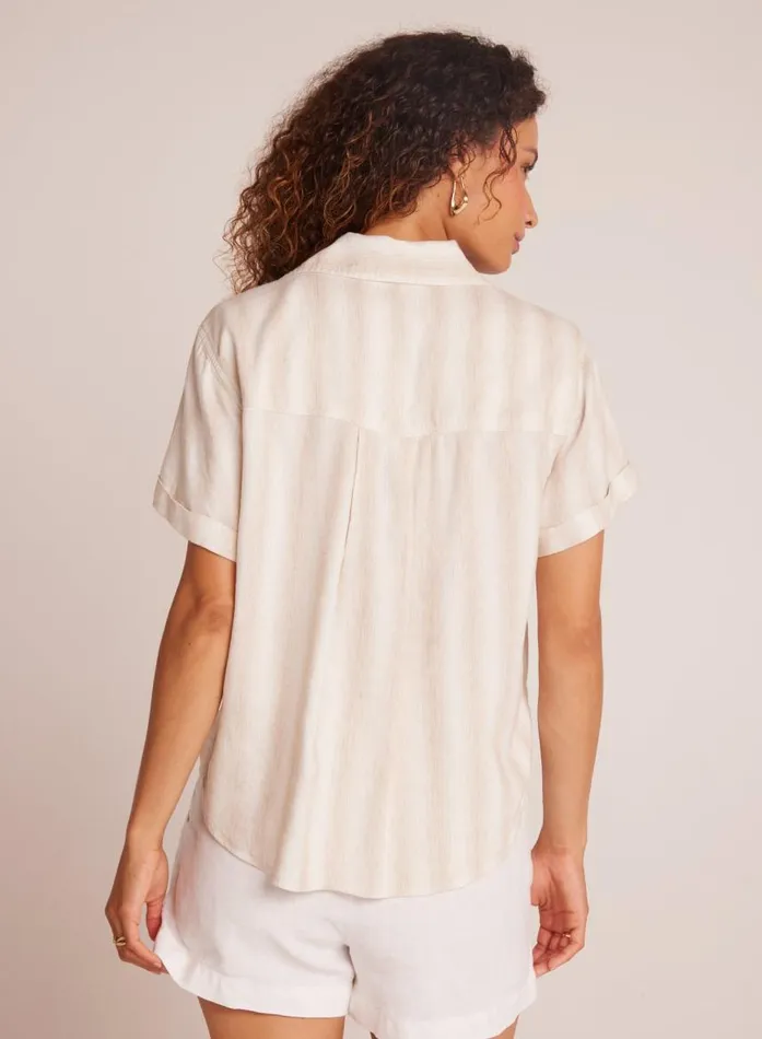 Bella Dahl Cuffed Short Sleeve Shirt 8211 Playa Sand Stripe Women Short Sleeve Bella Dahl Cuffed Short Sleeve Shirt 8211 Playa Sand Stripe Women Short Sleeve