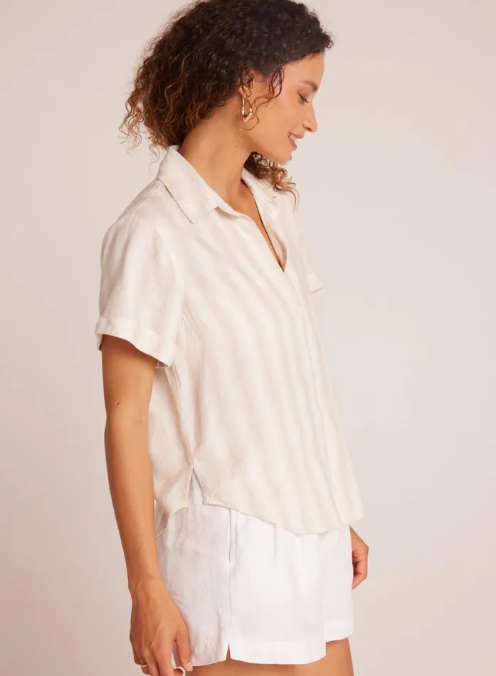 Bella Dahl Cuffed Short Sleeve Shirt 8211 Playa Sand Stripe Women Short Sleeve Bella Dahl Cuffed Short Sleeve Shirt 8211 Playa Sand Stripe Women Short Sleeve