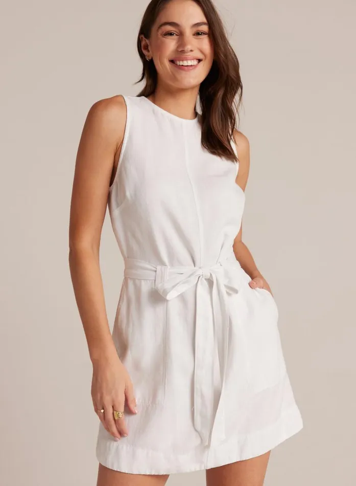 Bella Dahl Fitted Zip Back Dress 8211 White Women Mini Dresses