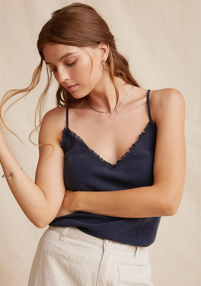 Bella Dahl Frayed Tencel Cami 8211 Endless Sea Women Sleeveless