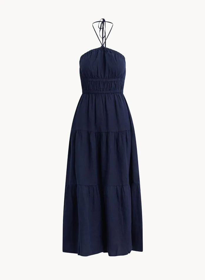 Bella Dahl Gathered Halter Midi Dress 8211 Brazilian Navy Women Midi Dresses