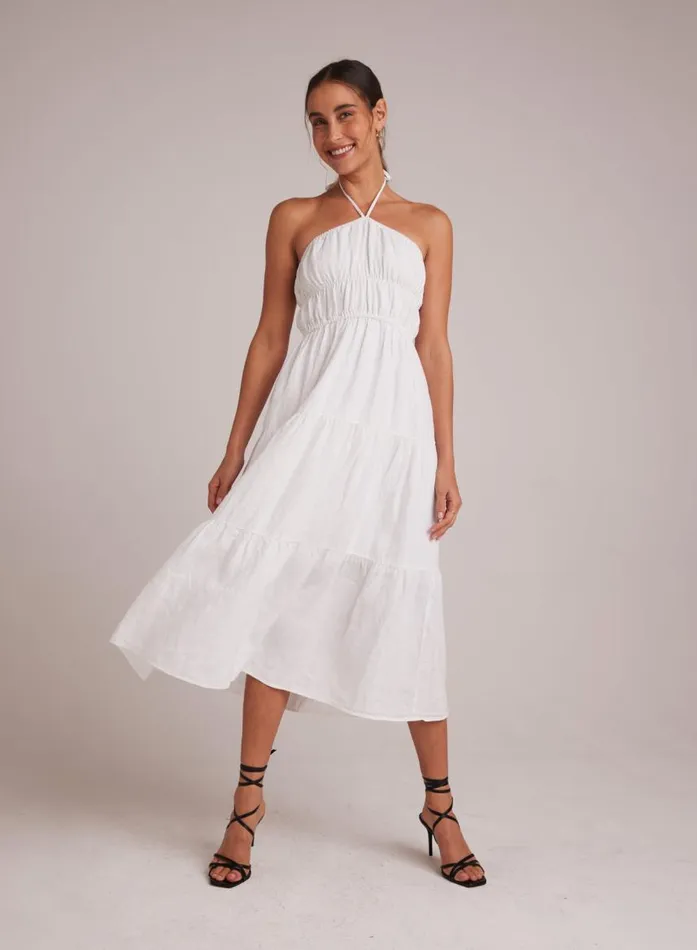 Bella Dahl Gathered Halter Midi Dress 8211 White Women Midi Dresses
