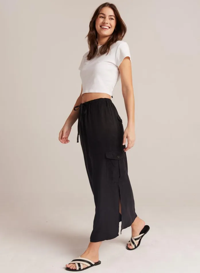 Bella Dahl Goldie Bellow Pocket Cargo Skirt 8211 Black Women Skirts