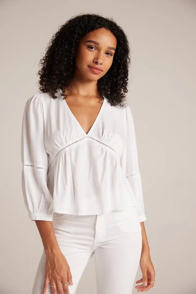 Bella Dahl Ladder Trim Peplum Top 8211 White Women Long Sleeve