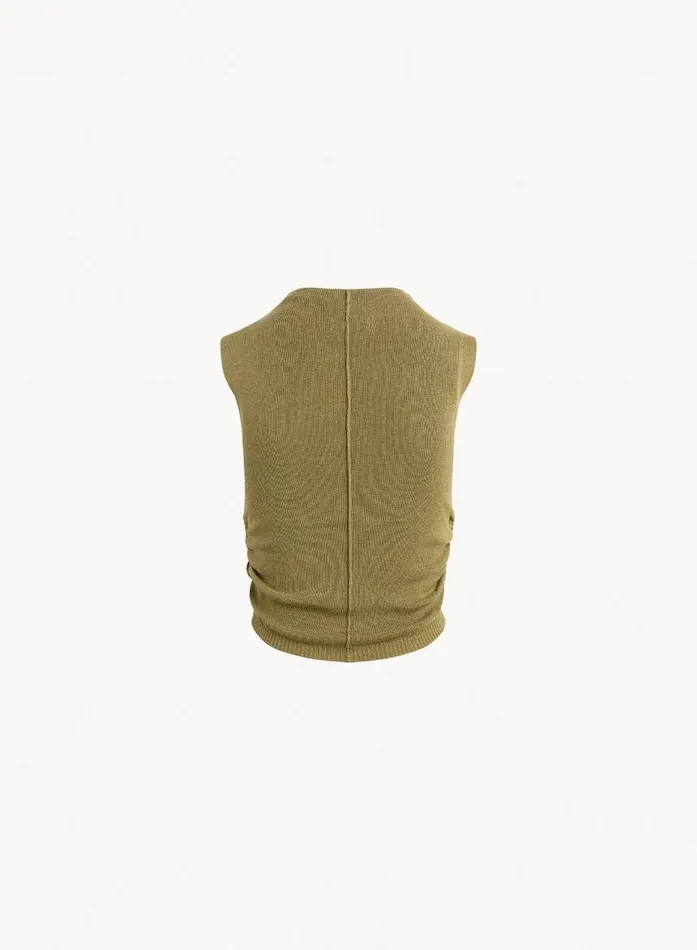 Bella Dahl Mock Neck Linen Jersey Top 8211 Dried Herb Women Sleeveless