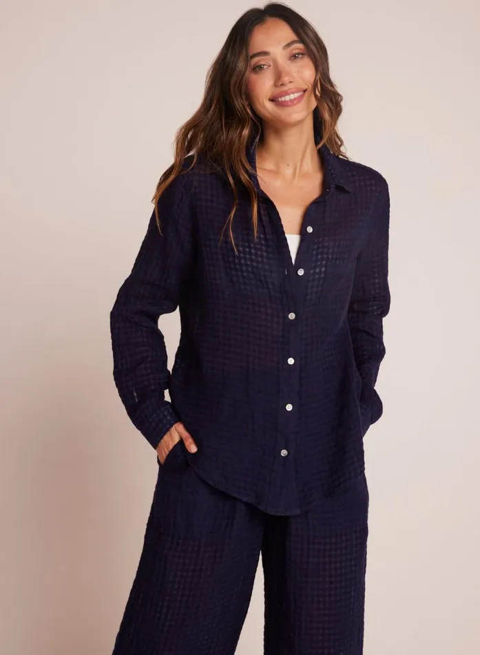 Bella Dahl Oversized Pocket Button Down 8211 Tropic Navy Women Button Down