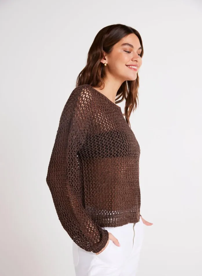 Bella Dahl Relaxed Dropped Shoulder Sweater 8211 Cocoa Cabana Women Long Sleeve