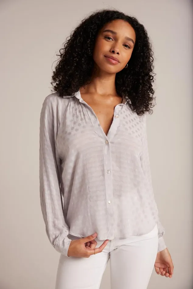 Bella Dahl Round Hem Bishop Sleeve Shirt 8211 Silver Pearl Women Long Sleeve