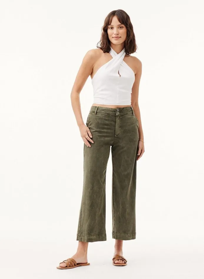 Bella Dahl Saige Wide Leg Crop 8211 Washed Army Women Pants