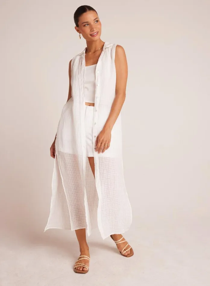 Bella Dahl Side Slit Duster Dress 8211 White Women Maxi Dresses