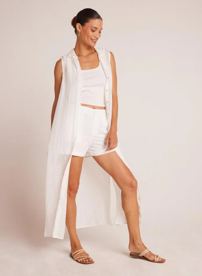 Bella Dahl Side Slit Duster Dress 8211 White Women Maxi Dresses