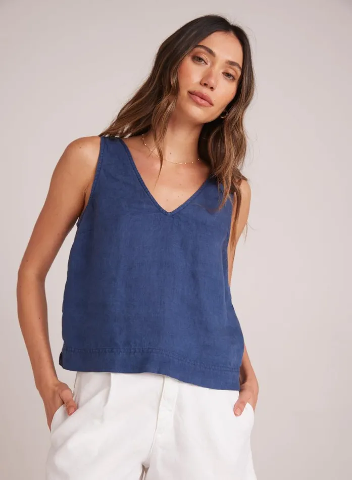 Bella Dahl Sleeveless Button Back VNeck Top 8211 Brazilian Navy Women Sleeveless
