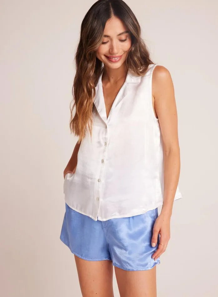 Bella Dahl Sleeveless Notch Collar Button Down 8211 White Women Sleeveless