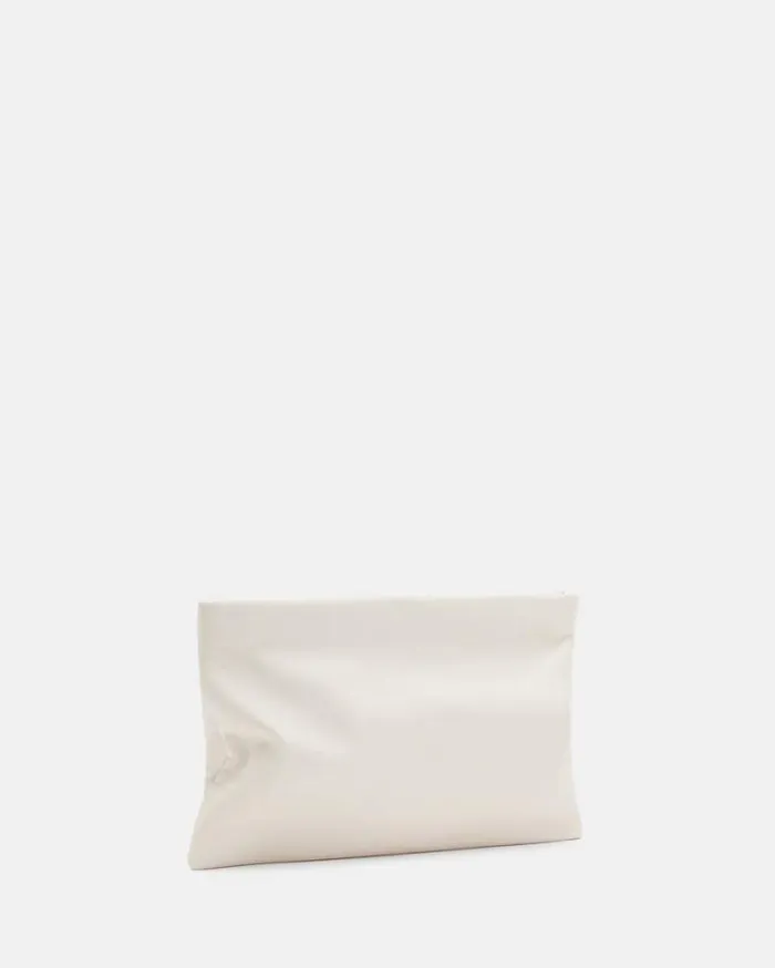 Bettina Leather Clutch Bag Desert White Women AllSaints Accessories