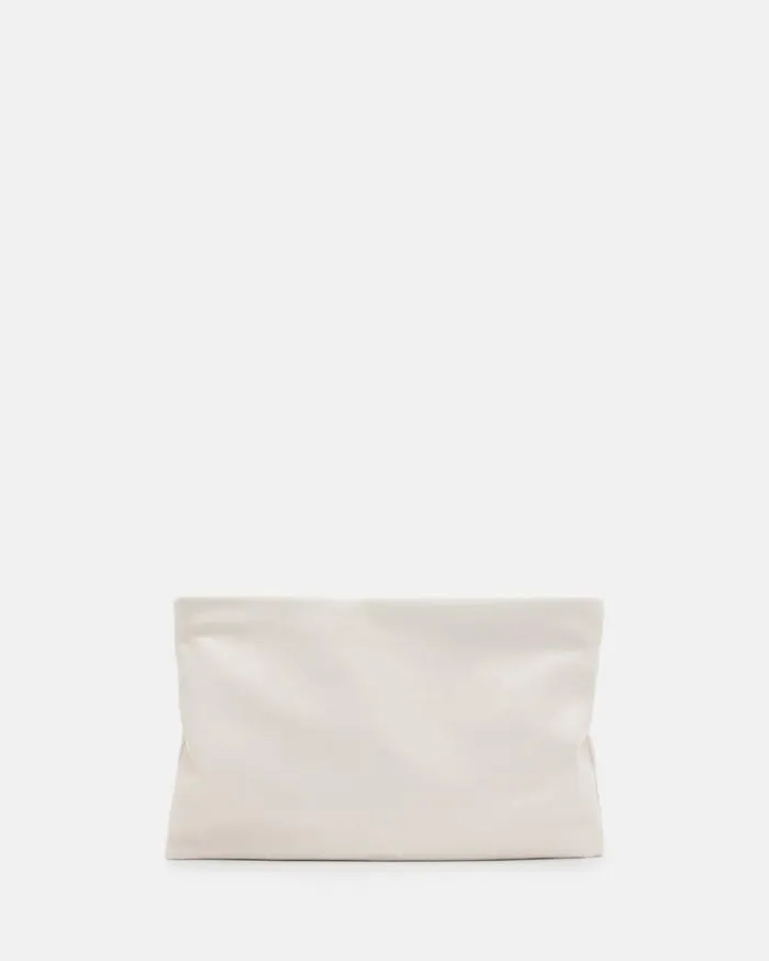 Bettina Leather Clutch Bag Desert White Women AllSaints Accessories