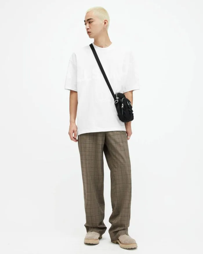 Biggy Oversized Logo Print TShirt Optic White Men AllSaints TShirts