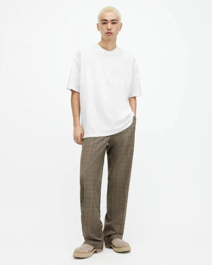 Biggy Oversized Logo Print TShirt Optic White Men AllSaints TShirts