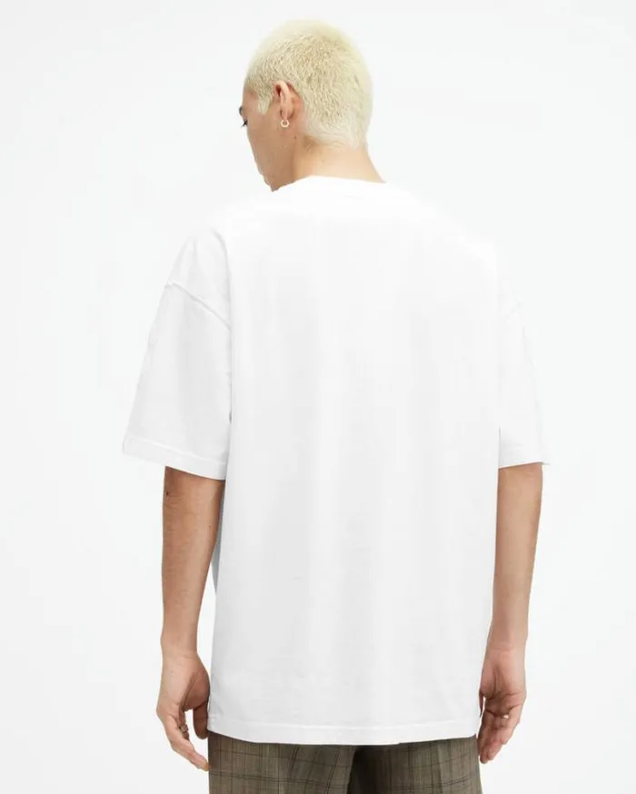Biggy Oversized Logo Print TShirt Optic White Men AllSaints TShirts