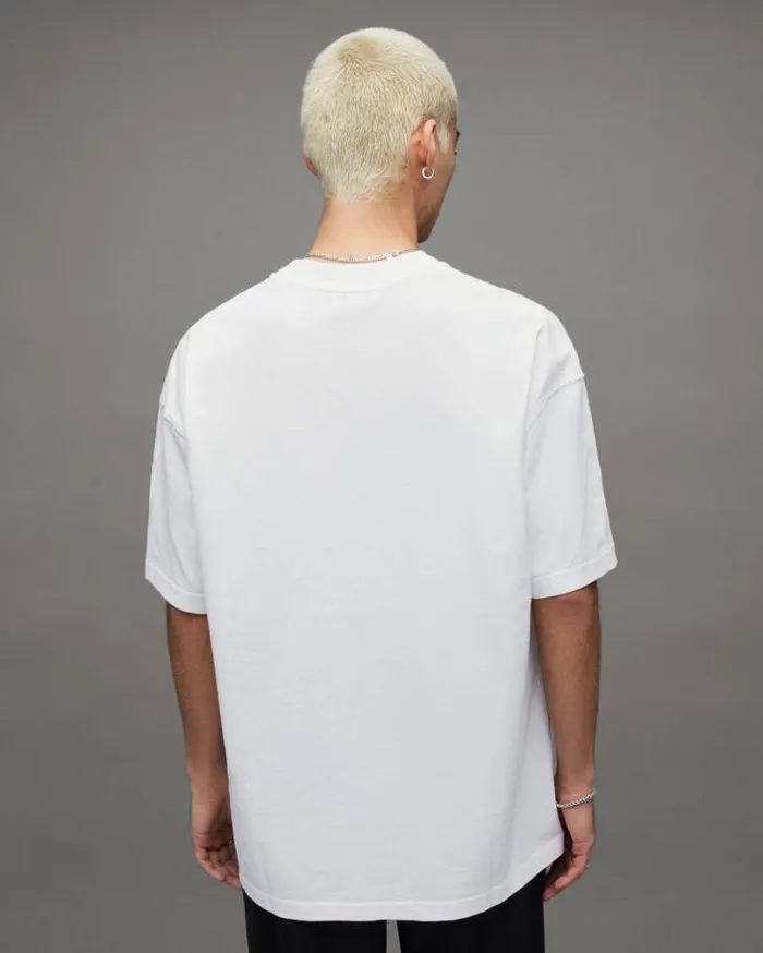 Biggy Oversized Logo Print TShirt Optic White Men AllSaints TShirts
