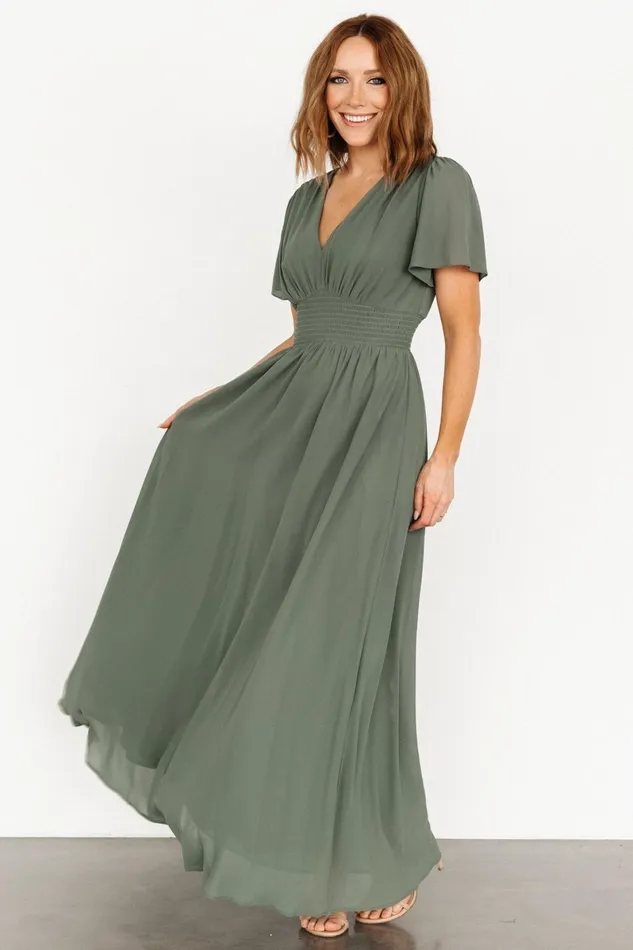 Birdie Maxi Dress Dark Sage Women Baltic Born Bump Friendly Birdie Maxi Dress Dark Sage Women Baltic Born Bump Friendly