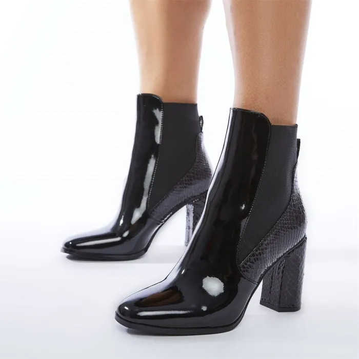 Black Boots Women Moda In Pelle Katiee Black Patent