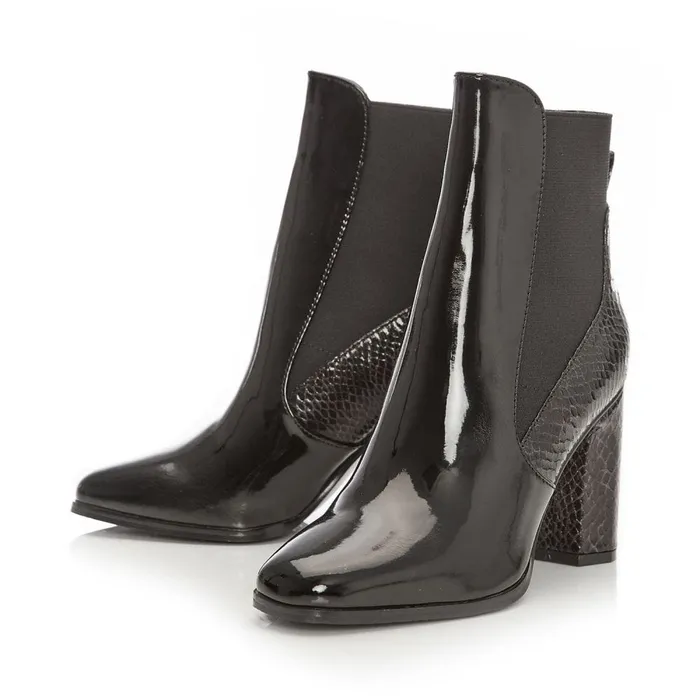 Black Boots Women Moda In Pelle Katiee Black Patent